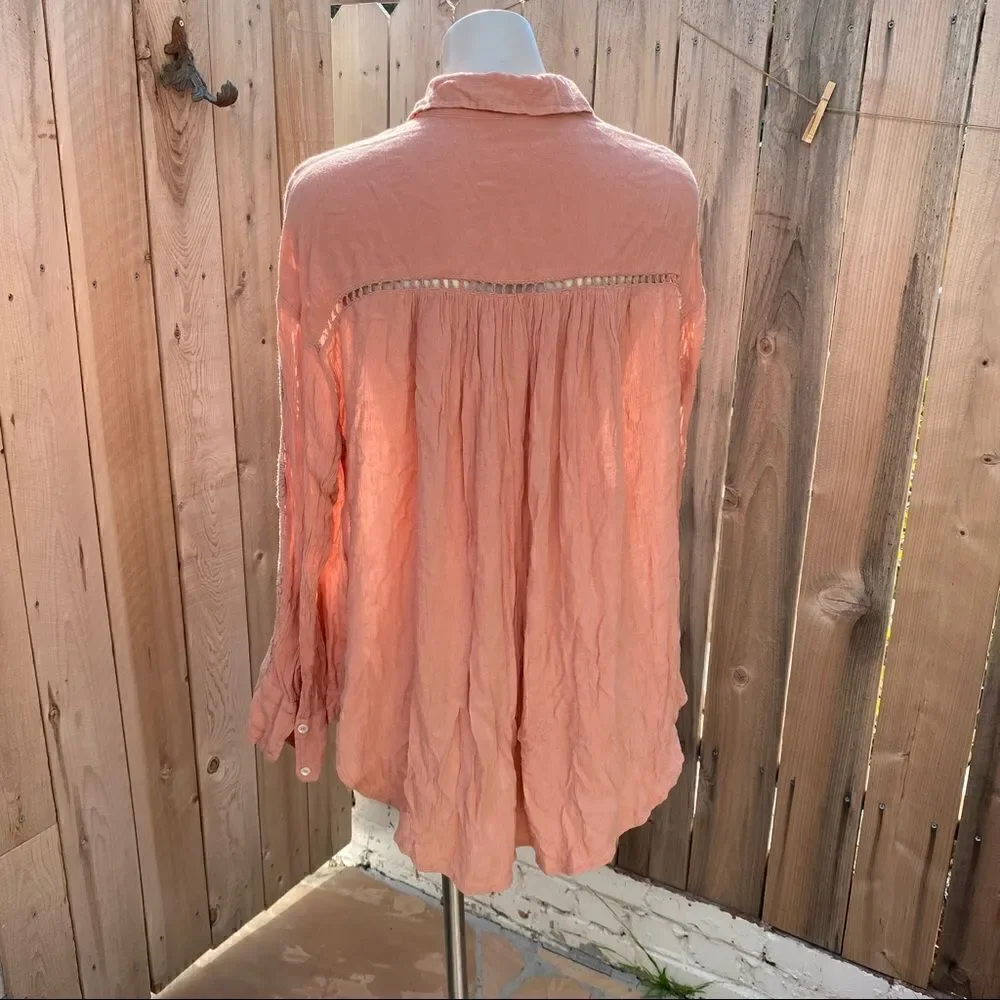 Free People Katie Bird Buttondown Blouse size medium